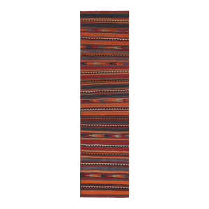 1950s Vintage Persian Kilim Runner in Orange With Geometric Patterns by Rug & Kilim