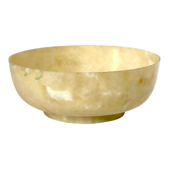 Carved Translucent Stone Bowl For Sale