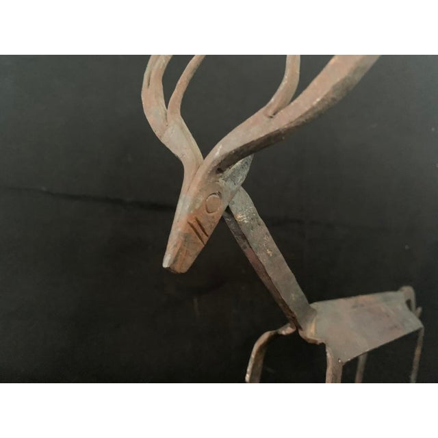 Folk Art Artisan Hand Forged Wrought Iron Deer Sculpture For Sale - Image 3 of 8