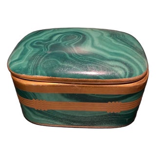 Vintage Christian Dior Faux Malachite Decorative Box For Sale