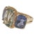 Christina Addison Elegant Green Amethyst and Iolite Ring With Gold Rope Twist Border For Sale