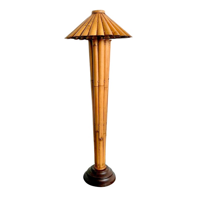 Vintage Boho Split Bamboo Floor Lamp For Sale