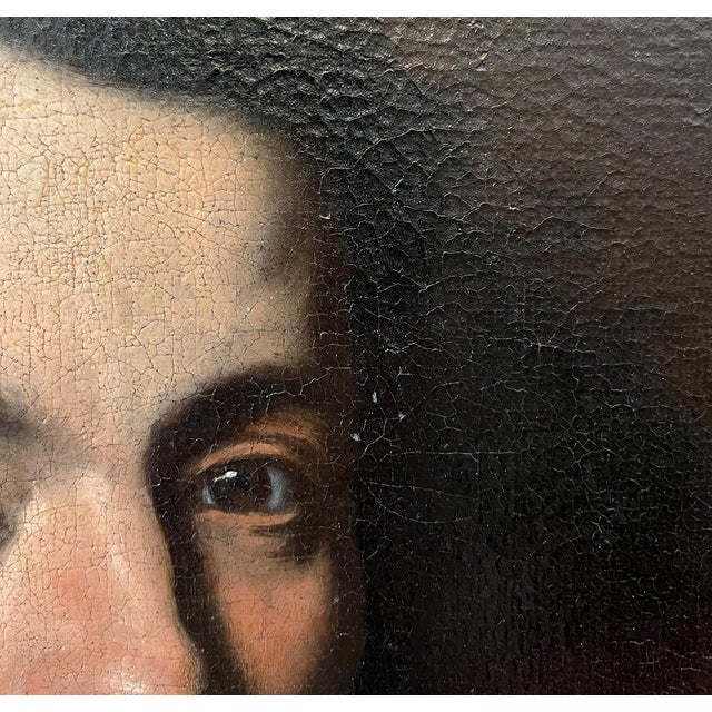 Bernardo Strozzi, Portrait of a Man with White Collar, Oil on Canvas, 17th Century, Framed For Sale - Image 7 of 14