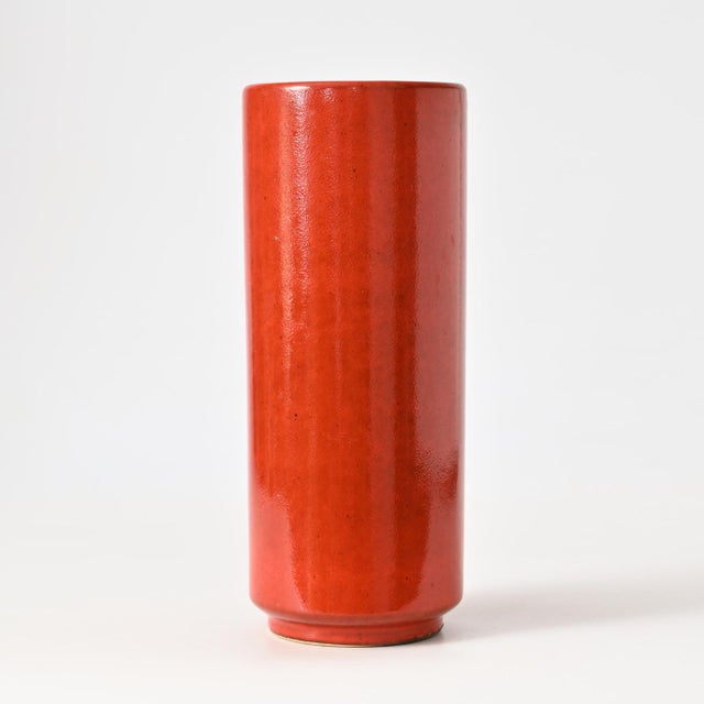German Orange Ceramic Vase, 1970s, in Very Good conditions. Designed 1960 to 1969