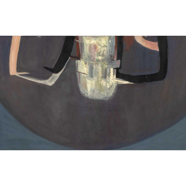Navy Blue Signed Agudelo Abstract Composition Oil on Canvas For Sale - Image 8 of 12