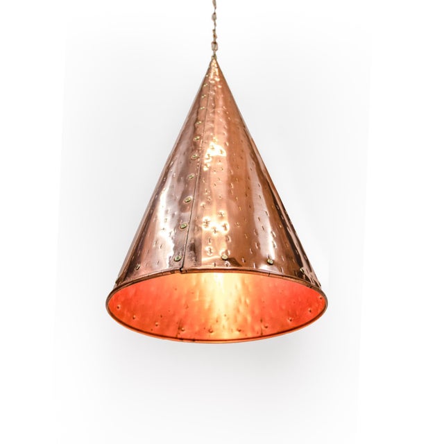 Metal Danish Hammered Copper Cone Pendant Lamps by E. S. Horn Aalestrup, 1950s, Set of 2 For Sale - Image 7 of 14