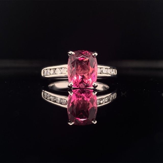 Diamond Rubellite Tourmaline Ring 3 TCW 14k Gold Certified For Sale In New York - Image 6 of 10