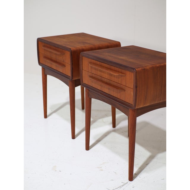 Johannes Andersen Teak Bedside Tables by Johannes Andersen for Silkeborg Møbelfabrik, Denmark, 1960s, Set of 2 For Sale - Image 4 of 12