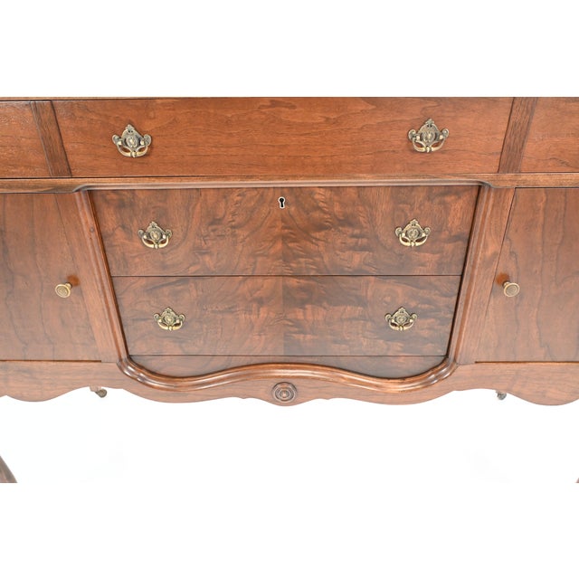 Baker Furniture Queen Anne Revival Walnut Sideboard, Circa 1920s | Newly Refinished For Sale - Image 12 of 18