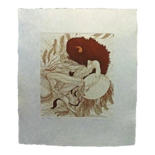 Guillaume Azoulay "Danse Du Bison"Japon Paper Original Signed Etching For Sale