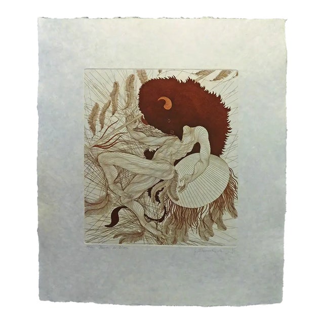 Guillaume Azoulay "Danse Du Bison"Japon Paper Original Signed Etching For Sale