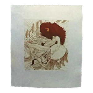 Guillaume Azoulay "Danse Du Bison"Japon Paper Original Signed Etching