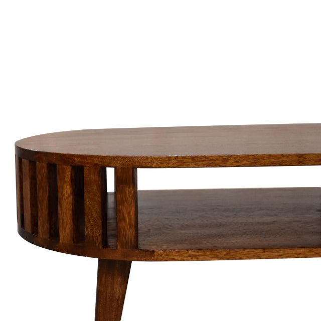 Chestnut-Finish Mango Wood Japanese-Inspired Coffee Table For Sale In Philadelphia - Image 6 of 8