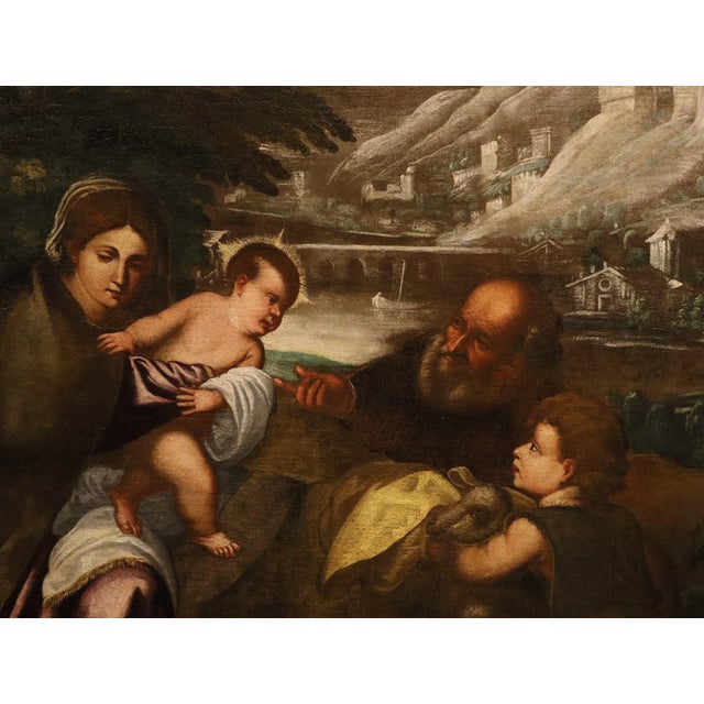 School of Titian, The Holy Family with the Infant Saint John the Baptist, 17th Century, Oil Painting on Canvas, Framed For Sale - Image 12 of 15