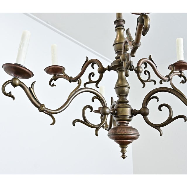 Brass 19th Century Traditional Brass Chandelier For Sale - Image 8 of 12