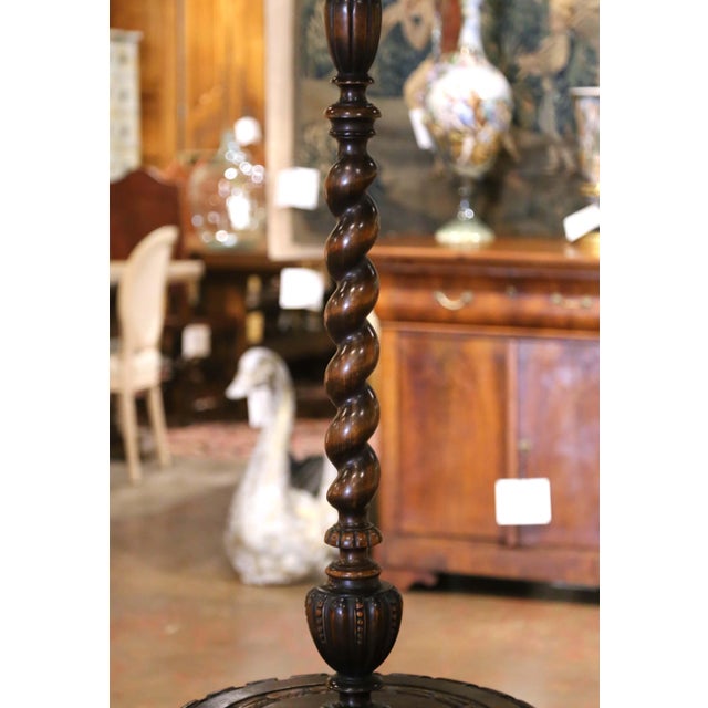 Early 20th Century Early 20th Century French Louis XIII Beech Barley Twist Floor Lamp With Table For Sale - Image 5 of 8