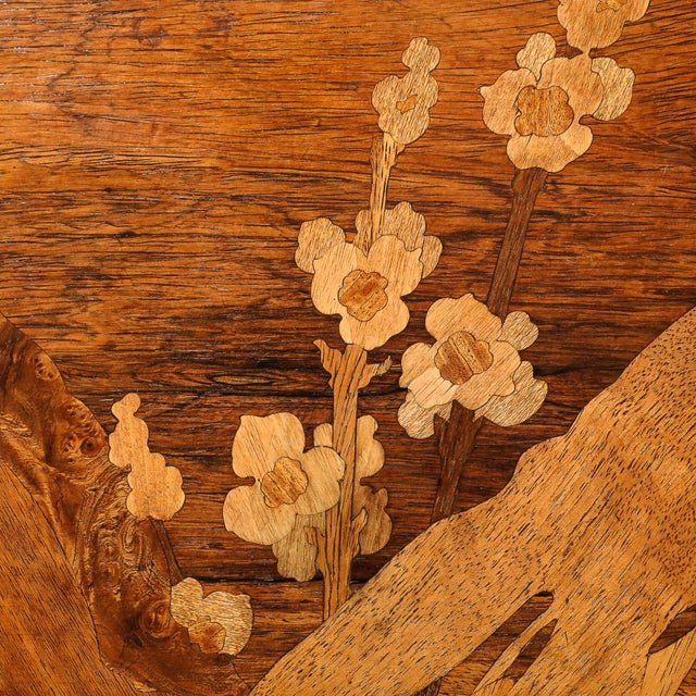 Art Nouveau Inlaid Naturalist Marquetry 2-Tier Side Table Signed Emile Galle For Sale - Image 13 of 18