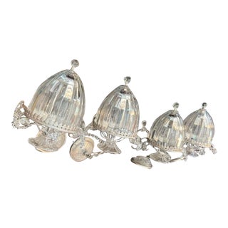 Swarovski Crystal Set of 2 Vintage Glass Ceiling Light Fixture Globe Pendants For Sale