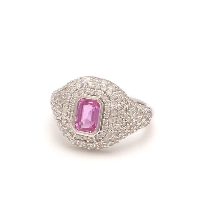 Natural 0.71 cts pink sapphire & 1.11 cts diamond ring 18k gold For Sale - Image 10 of 18