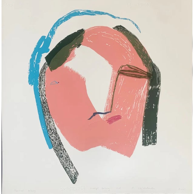 Kinga Wojciechowska, Pink Portrait, Linocut, 2023 For Sale