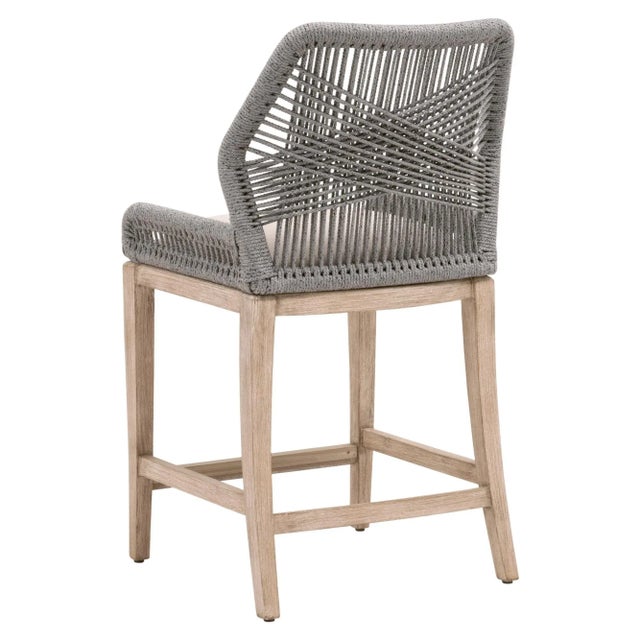 2020s Loom Outdoor Counter Stool, Grey Mahogany with Platinum Rope For Sale - Image 5 of 7