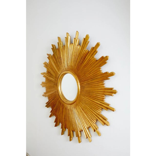Large Giltwood Carved Convex Sunburst Mirror For Sale In Sacramento - Image 6 of 13