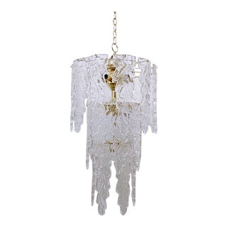 1970s Vintage Murano Chandelier With Glass Panels For Sale