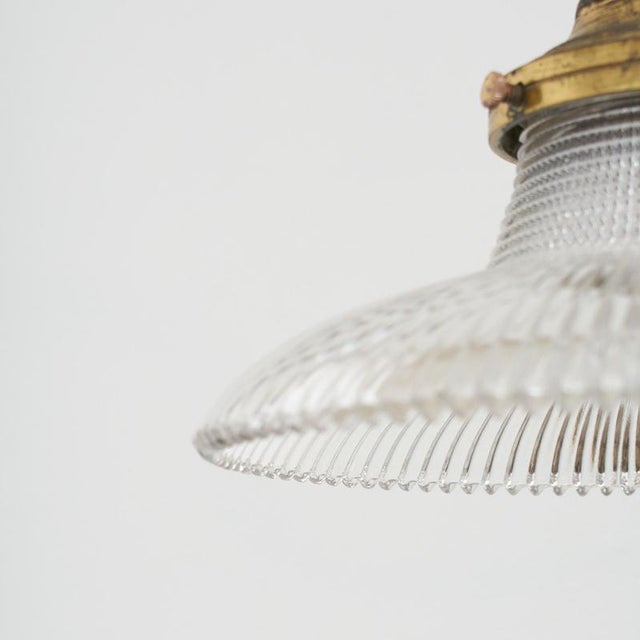 Glass Antique Reclaimed Glass Wall Light from Holophane, 1950s For Sale - Image 7 of 8