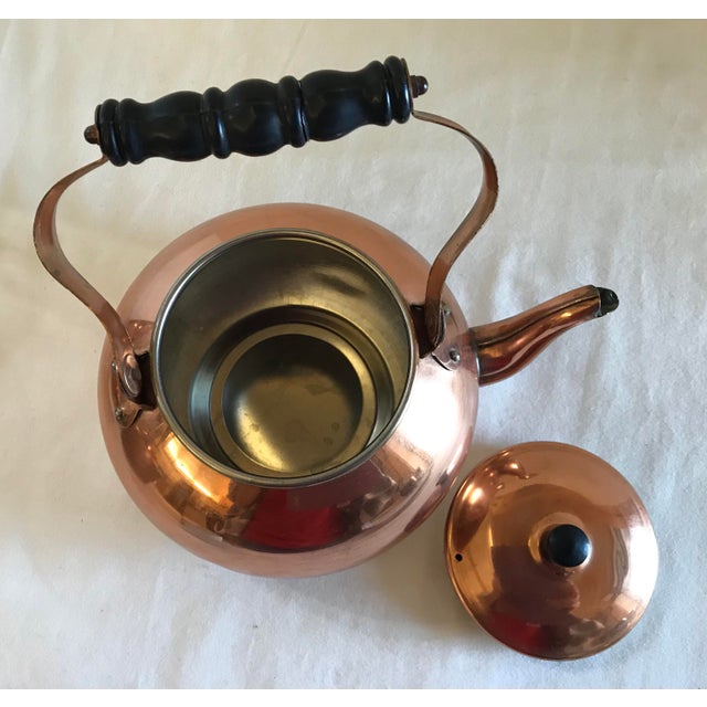 Vintage Copper Tea Kettle With Wooden Handle Chairish