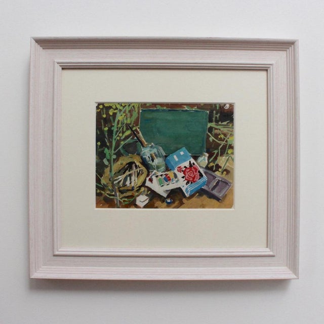 Gouache on paper, framed. 'Life on Sunday' by an unnamed Taiwanese artist painted in 1976. Bold colours set the tone for...