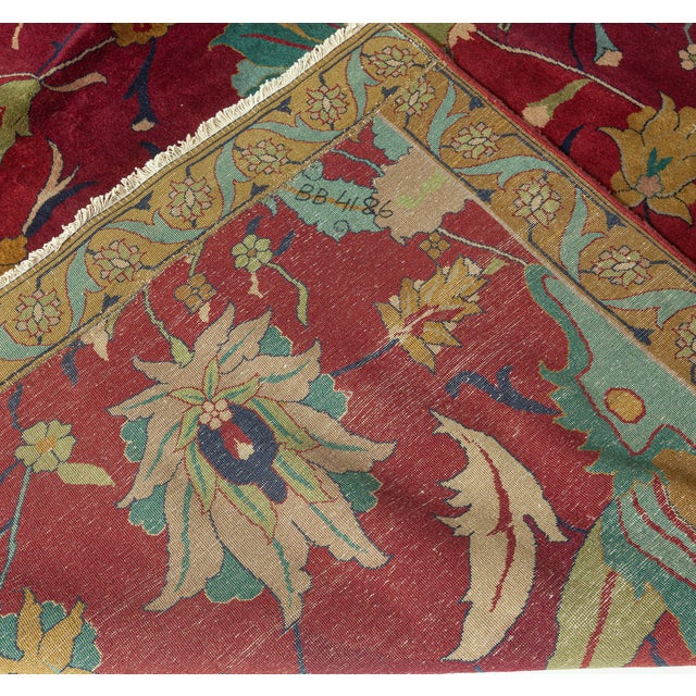 Early 20th Century Purple Background Floral Indian Handmade Wool Rug For Sale - Image 4 of 8