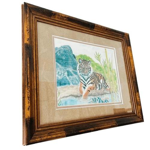 Corinne dell Aria, Tiger, 2000s, Pastel, Framed For Sale - Image 4 of 8