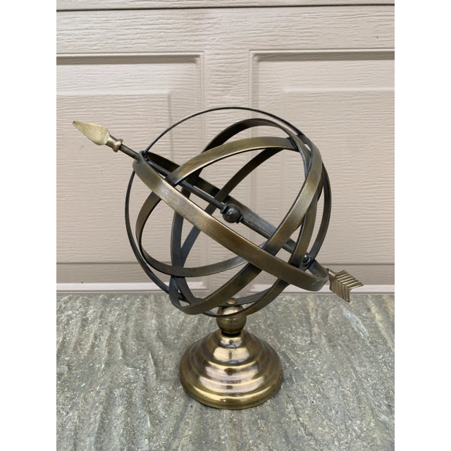 Vintage Brass Armillary Sphere Sundial Garden Ornament, English Country Style For Sale - Image 9 of 11