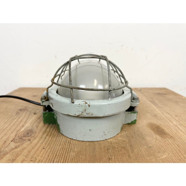 Industrial Cast Aluminium Wall Light with Milk Glass from Elektrosvit, 1970s For Sale - Image 9 of 18