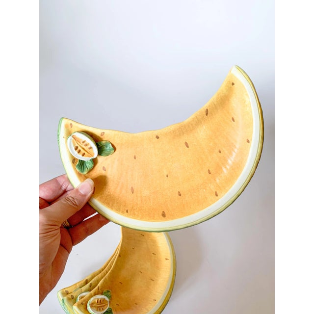 Vintage Italian Ceramic Melon Luncheon Plates, Hand Painted, Set of 4 For Sale - Image 10 of 13
