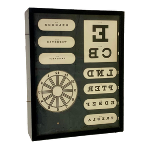 Vintage Eye Testing Chart, Circa 1950 Back Lit.