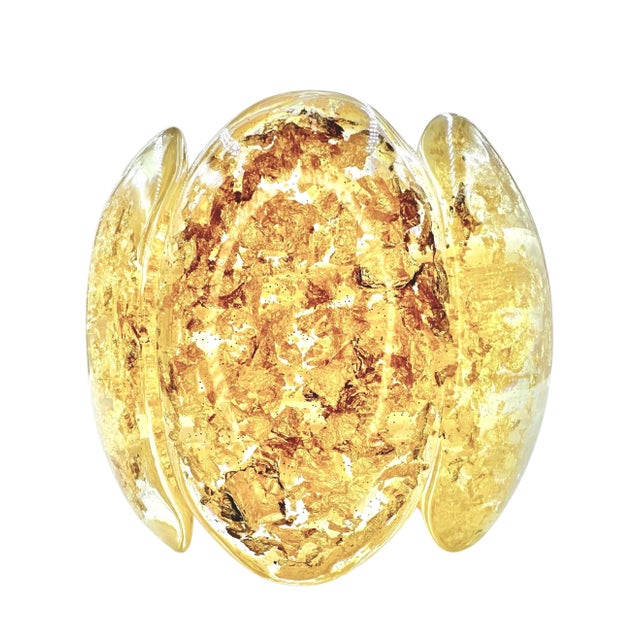Sobral Cuff Metalique Transparent Lucite 24k Gold Porcina Bracelet Stretch For Sale - Image 4 of 12
