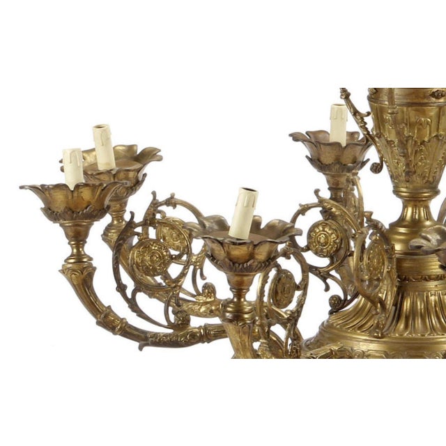 Traditional Pair of English 20th Century Bronze Chandeliers For Sale - Image 3 of 4