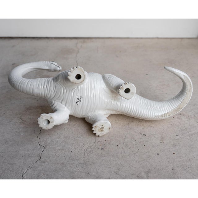 Vintage Italian Bassano Ceramic Dinosaur Sculpture - White Pottery Brontosaurus Figure, 1970s For Sale - Image 18 of 18