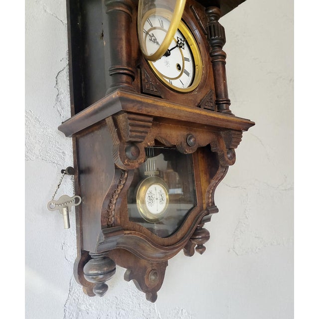 Antique Junghans German Regulator Wall Clock with Pendulum, 1890 For Sale - Image 11 of 15
