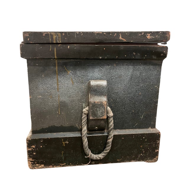 American Early 20th Century Original Hand Painted Cabinet Maker Trunk + Antique Tools For Sale - Image 3 of 10