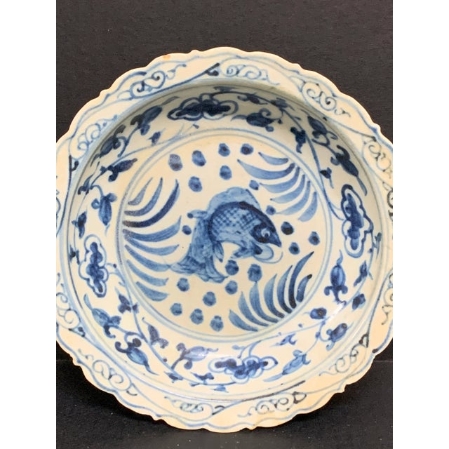 Chinese Art Porcelain Blue and White Plate ITEM NAME: Chinese Art Porcelain Blue and White Plate ORIGIN: China AGES: Mid...