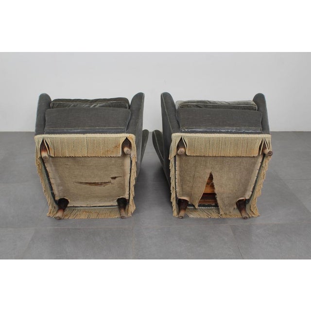Mid-Century Green-Gray Velvet Armchairs attributed to G. Veronesi for ISA, Italy, 1950s, Set of 2 For Sale - Image 17 of 18