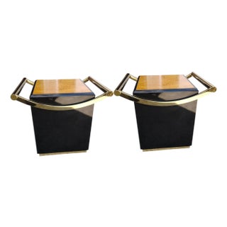 A Pair of 1970s French Hollywood Regency Side Tables, Masterfully Designed by Jean Claude Mahey for the Prestigious Maison Roméo. For Sale