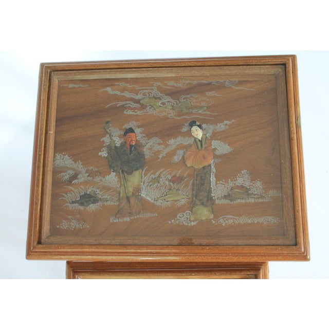 20th Century Hong Kong Carved Nesting Tables S/3 For Sale - Image 4 of 12