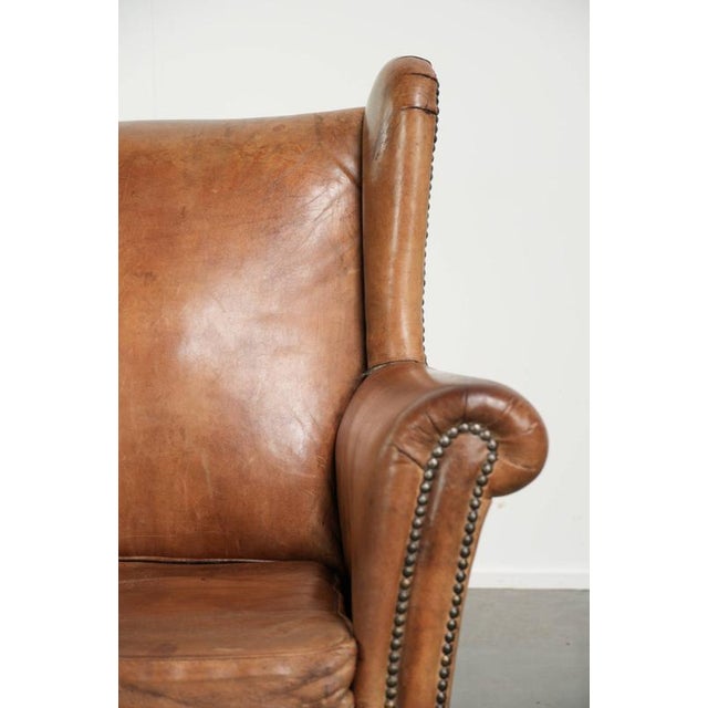 Vintage Sheepskin Wing Lounge Chair For Sale - Image 9 of 13