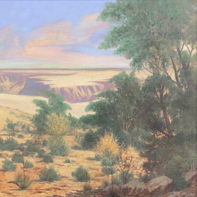 Textile 'The Grand Canyon, Evening' by W. H. McConnell, 1936; Large Western Landscape Oil, United Scenic Artists For Sale - Image 7 of 10