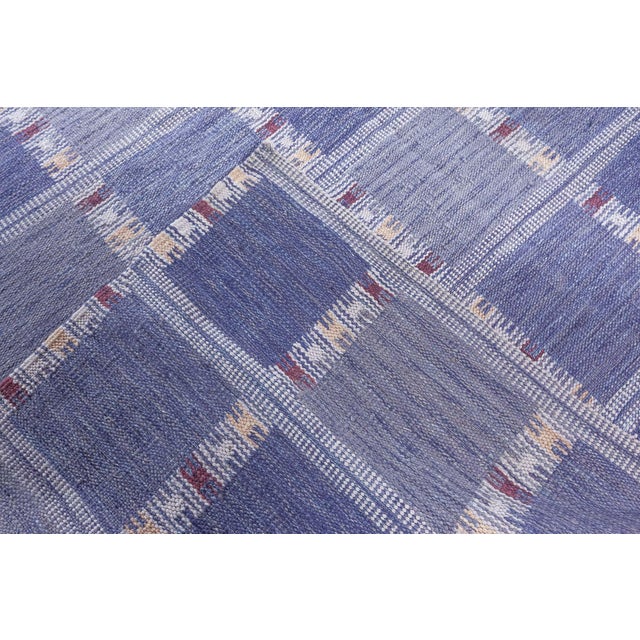 Blue Modern Extra Large Swedish Geometric Flat Weave Wool Rug by Doris Leslie Blau For Sale - Image 8 of 9