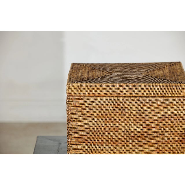 Brown Vintage Handwoven Rattan Storage Box with Removable Lid in Country Style For Sale - Image 8 of 12