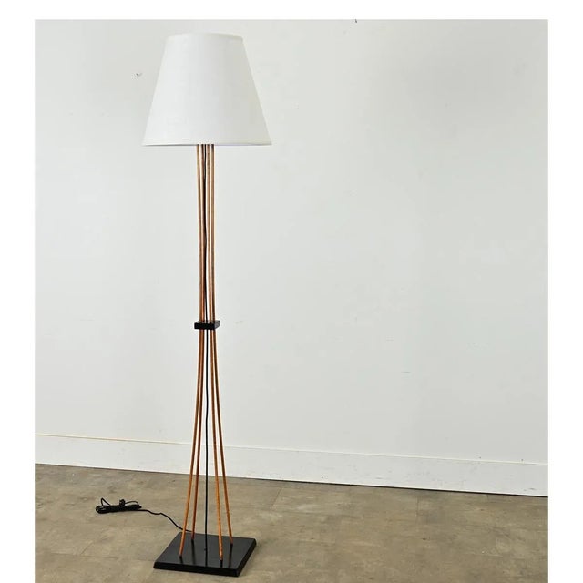 Brown French Mid-Century Modern Wood Floor Lamp For Sale - Image 8 of 9